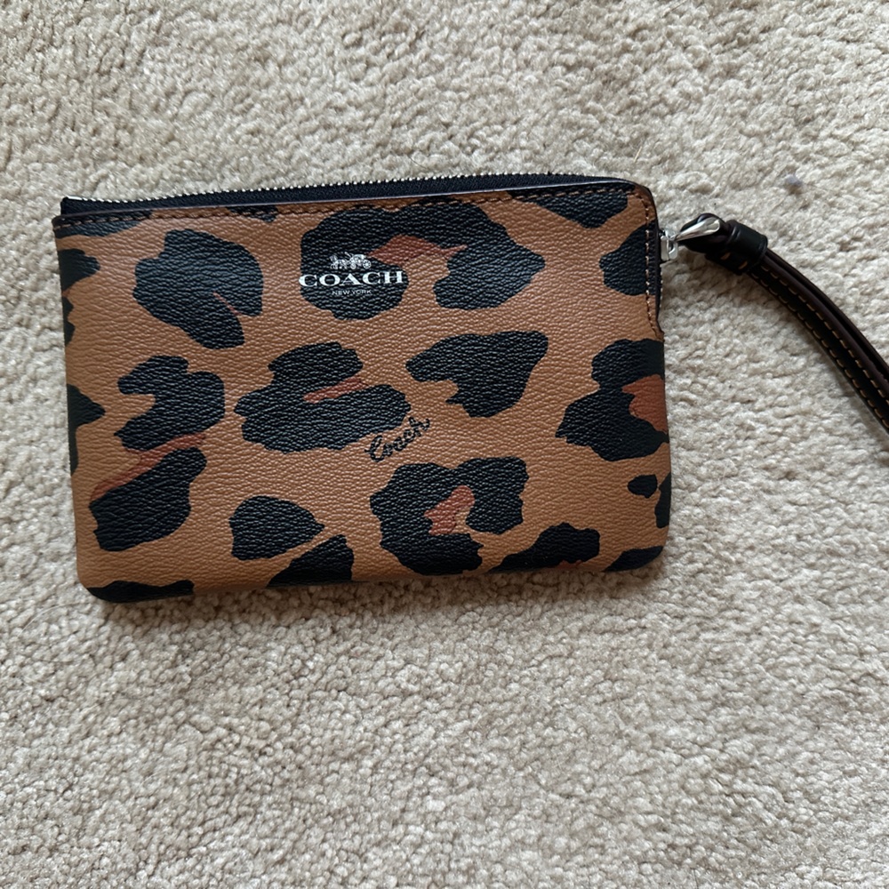Coach Leopard Print Wristlet Wallet